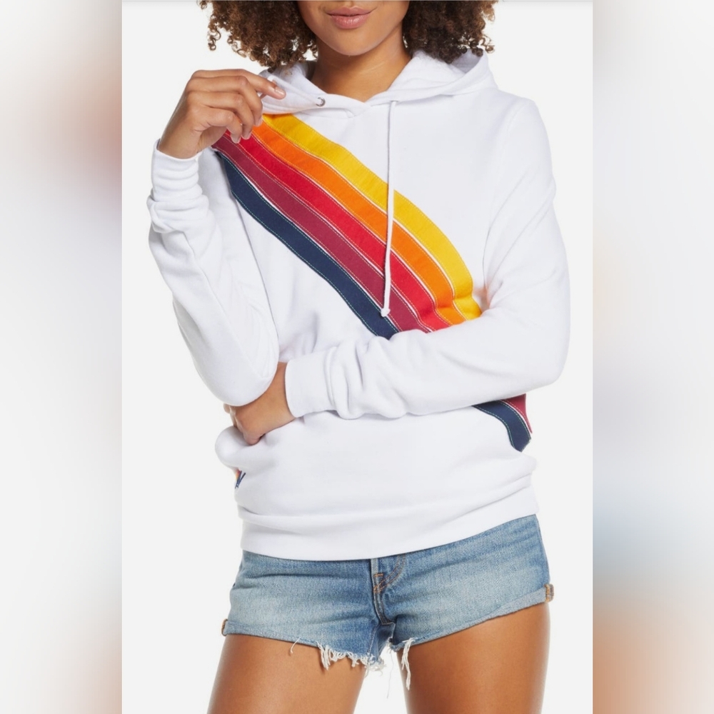 Aviator Nation Vibrant Striped Hoodie